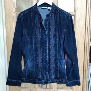 🇫🇷JEAN JACKET...Style! Ruffled!  Chico’s Platinum🇫🇷
